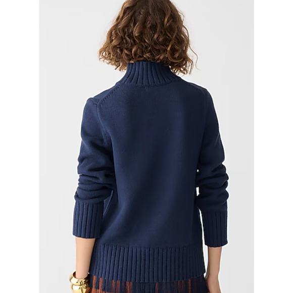 NWT J. Crew Turtleneck Sweater S Navy Blue BV362 J.Crew Chunky Knit - Picture 3 of 5